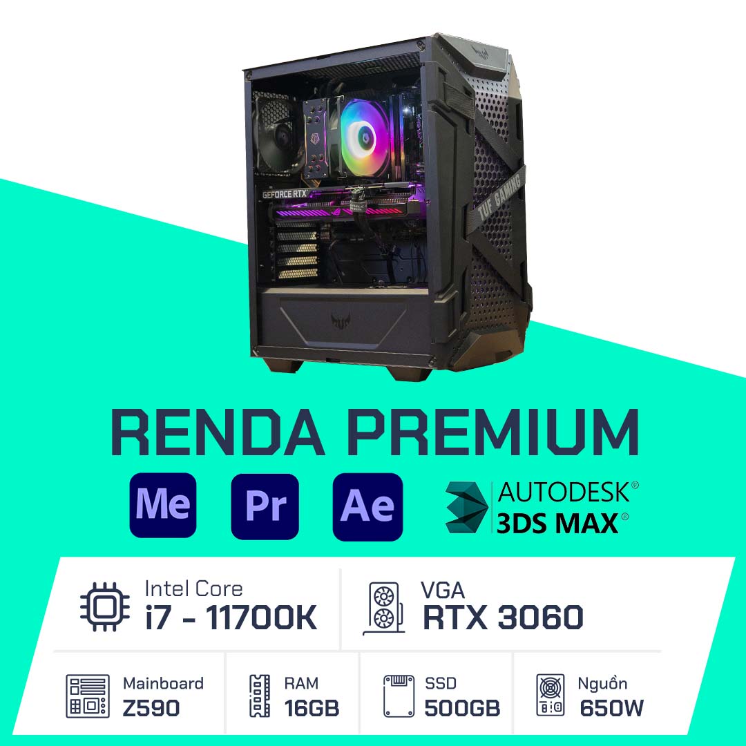 PC Đồ Họa - Renda Premium - i7-11700K / Z590 / 16 GB RAM / 1TB / RTX 3060 / 650W